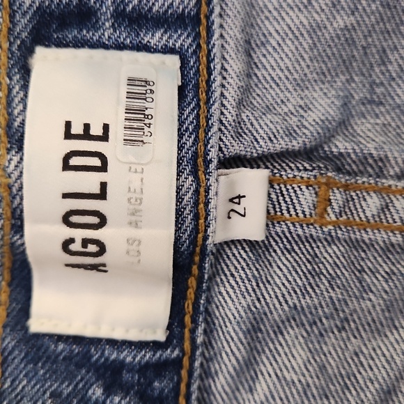 Agolde Distressed Blue Jean Shorts, Size 24 - Picture 3 of 10